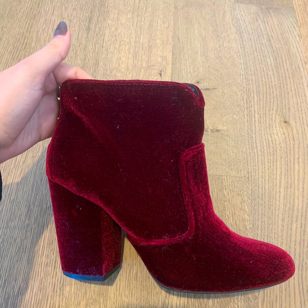 Red Velvet Booties - only worn once! Size 8.5.